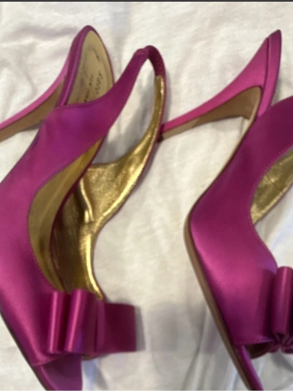 kate spade Pink Satin Slingback Peep-Toe Bow Heels